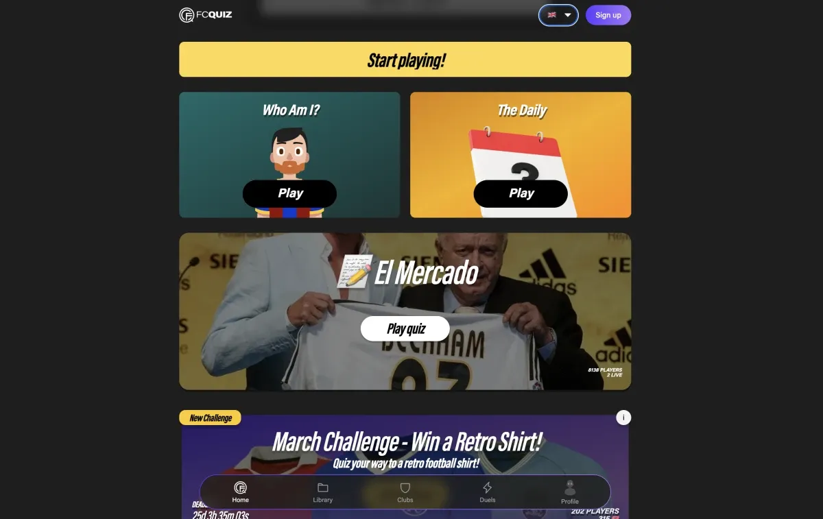 fcquiz app interface
