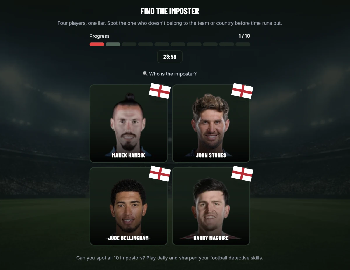 Gioco Imposter con una selezione di giocatori