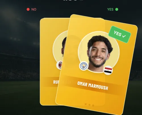 Jogo Swipe mostrando cartas de jogadores
